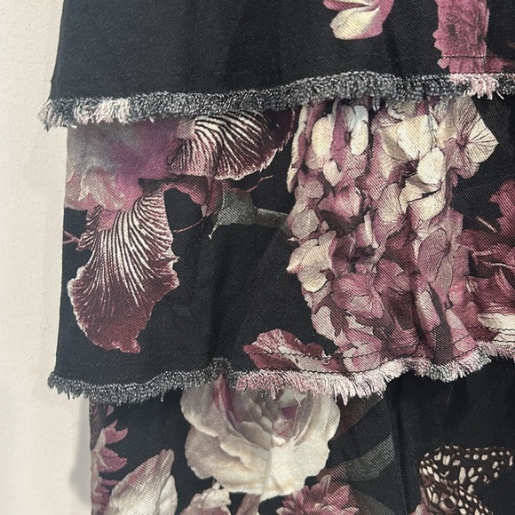 Current Mood Black purple Tiered v neck Mini Dress oversized small women’s new - Picture 6 of 6